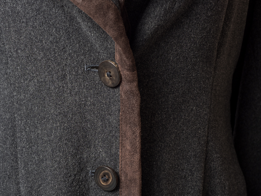 Prada Vintage Wool Coat with Brown Suede Trim