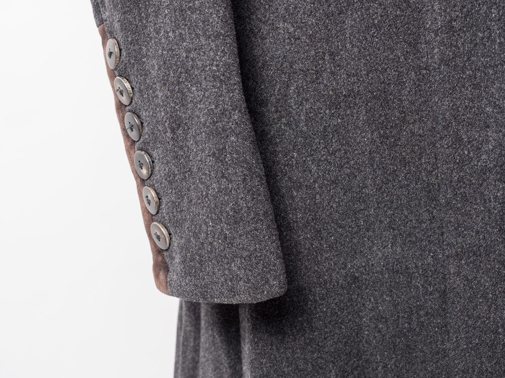 Prada Vintage Wool Coat with Brown Suede Trim