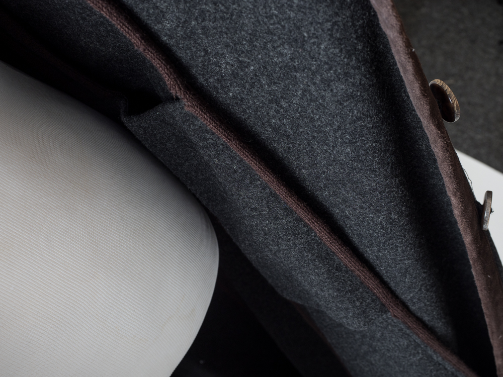 Prada Vintage Wool Coat with Brown Suede Trim