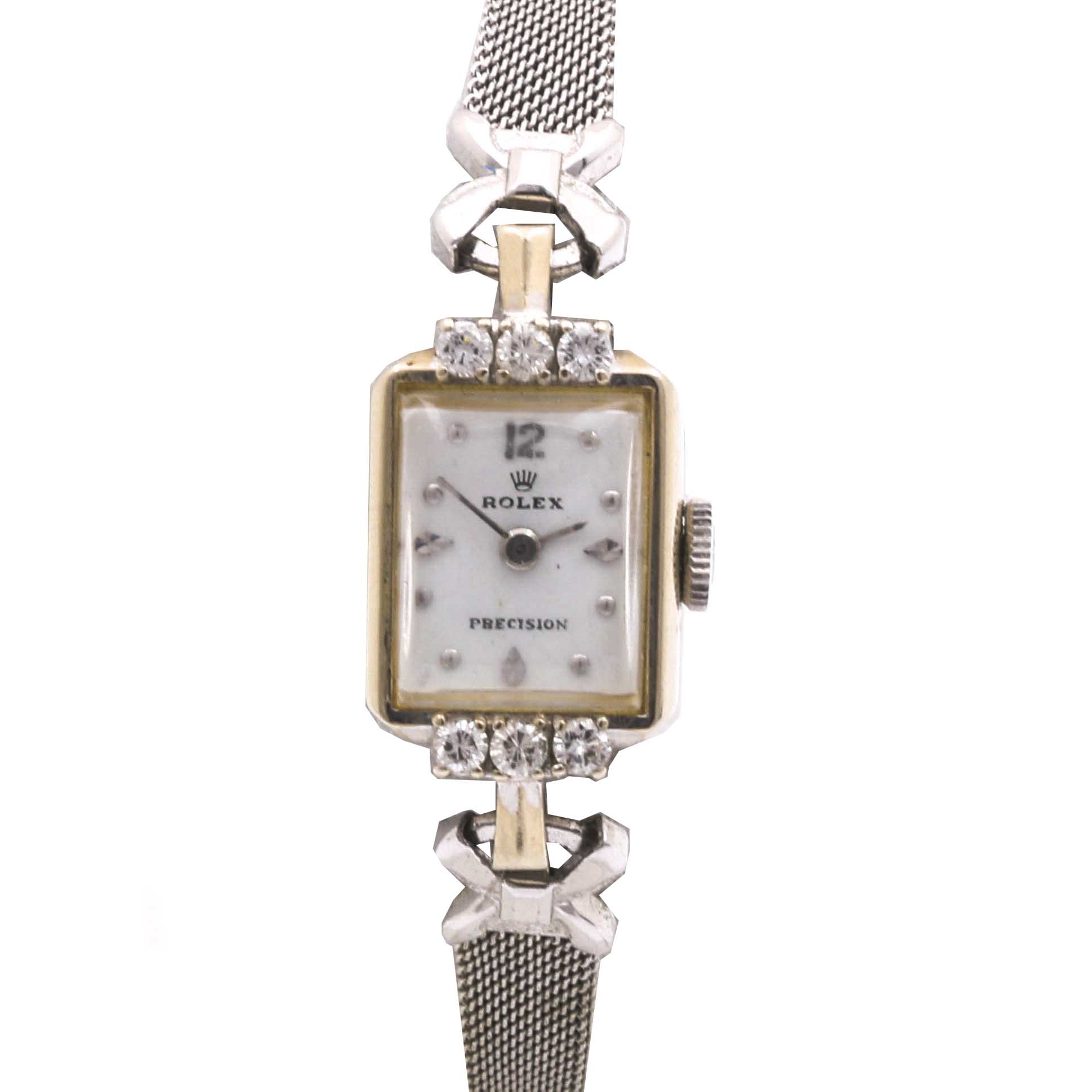 Rolex 14K White Gold Diamond Watch