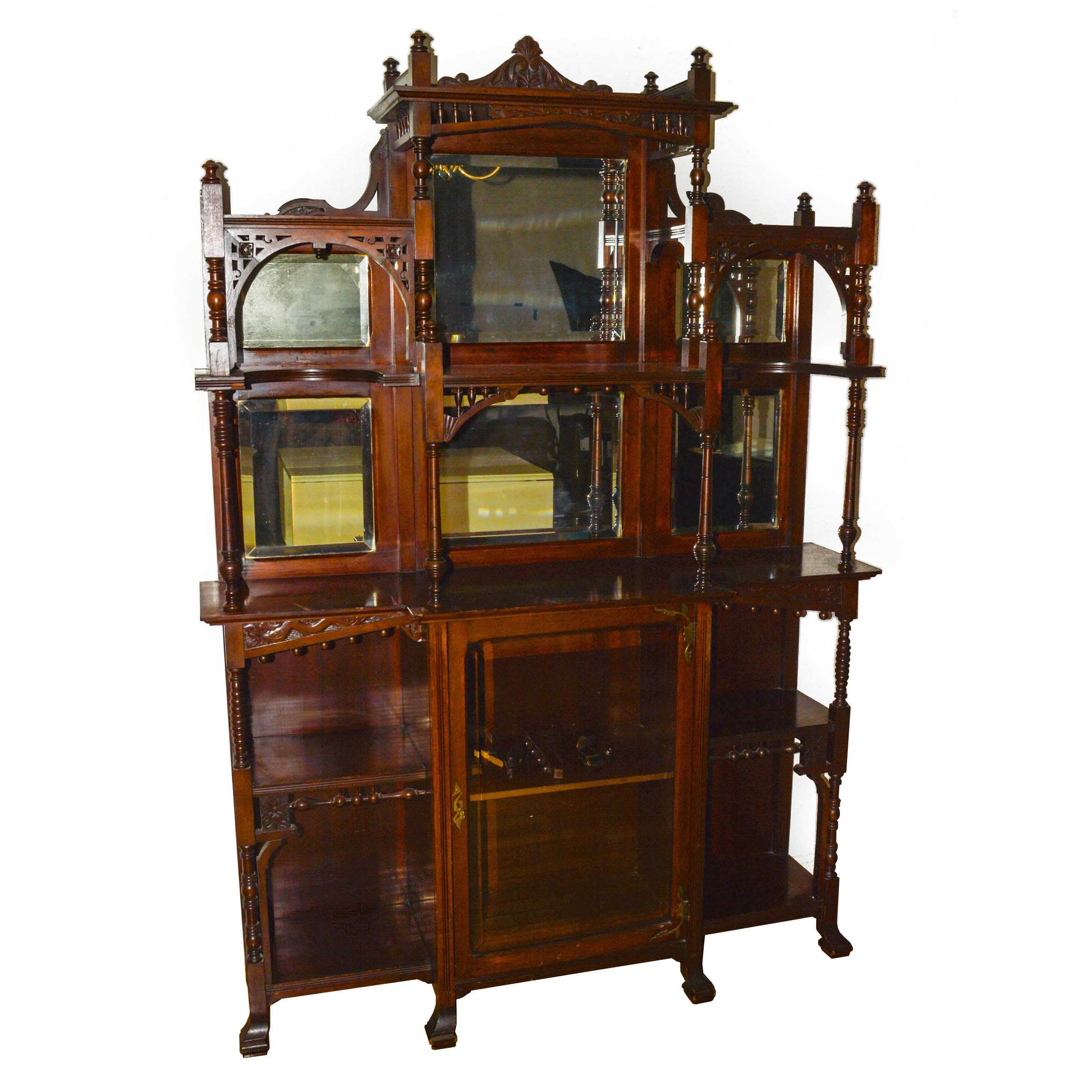 Victorian-Style China Cabinet With Open Shelving