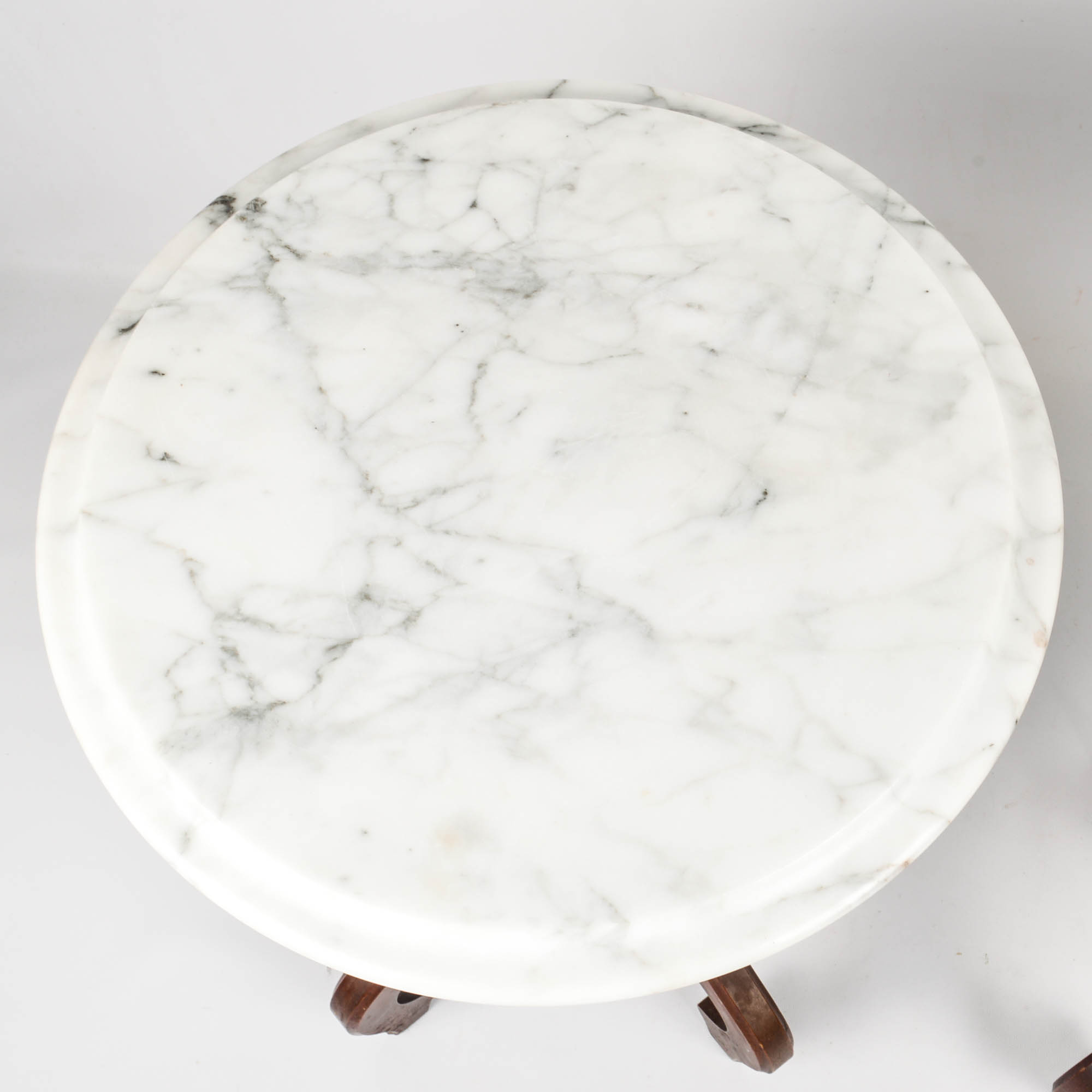 Mahogany Side Tables With Marble Tops