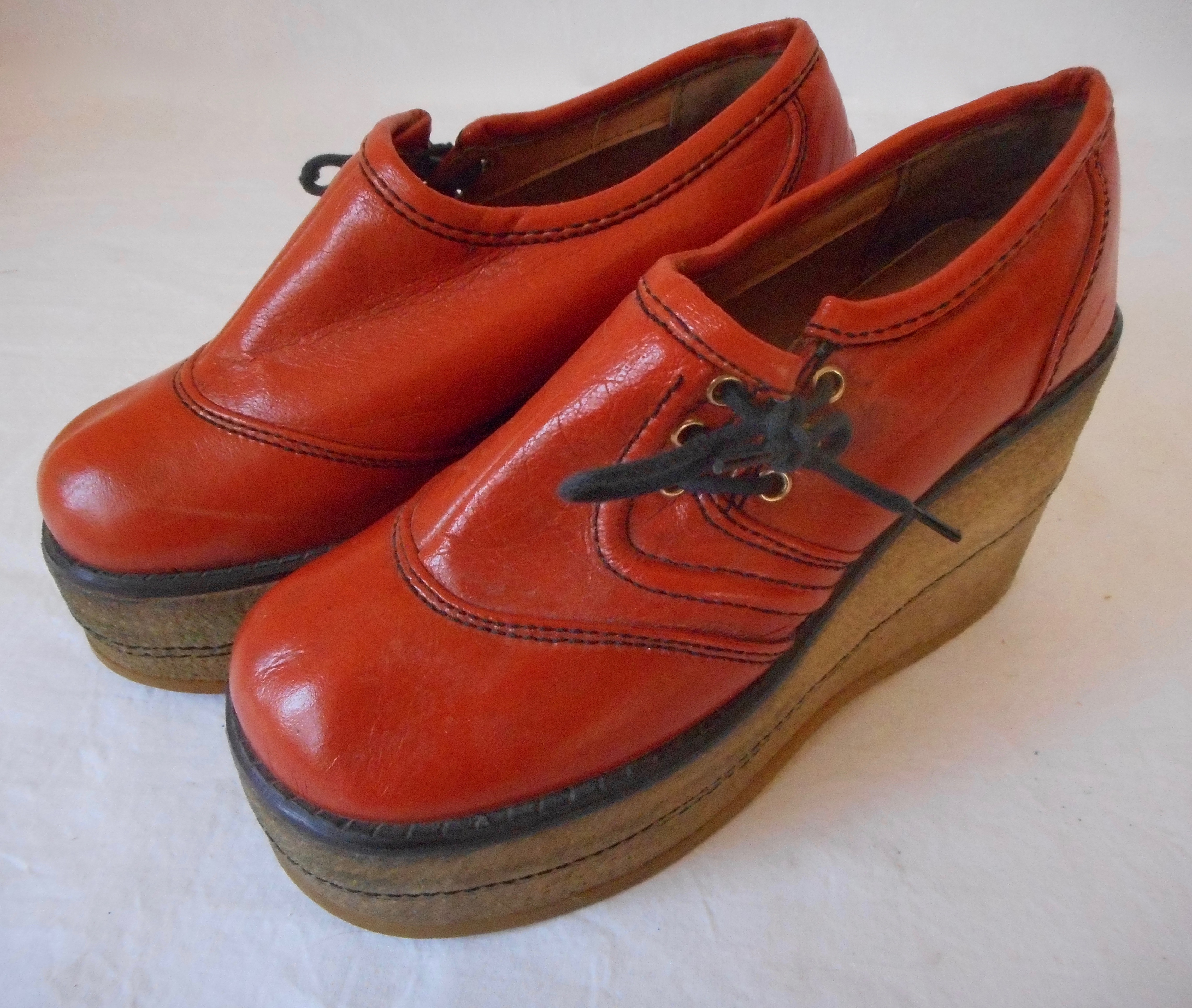 Vintage 1970s Orange Platform Shoes