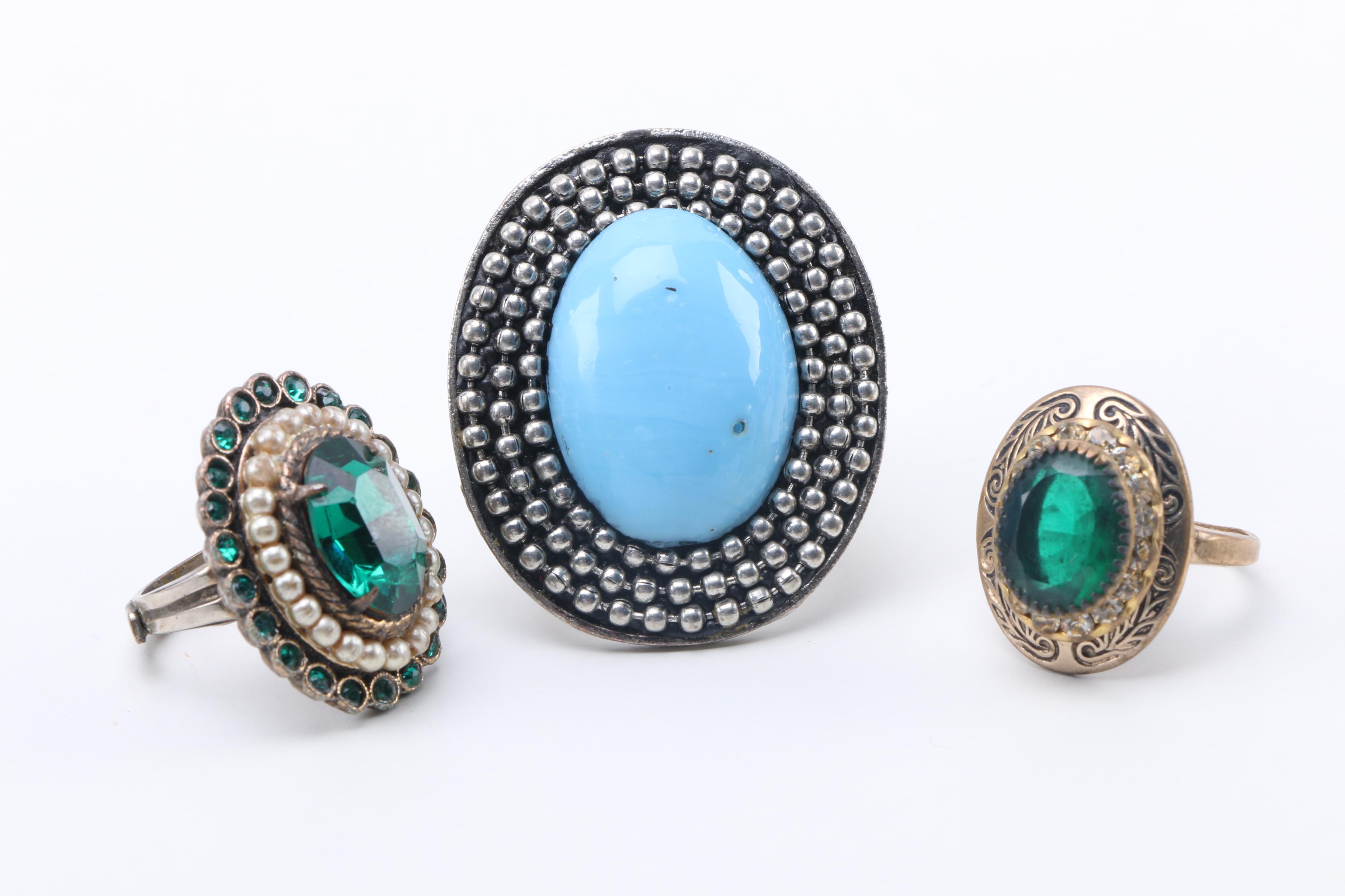 Costume Jewelry Including a Trifari Necklace With Sterling Silver Chain