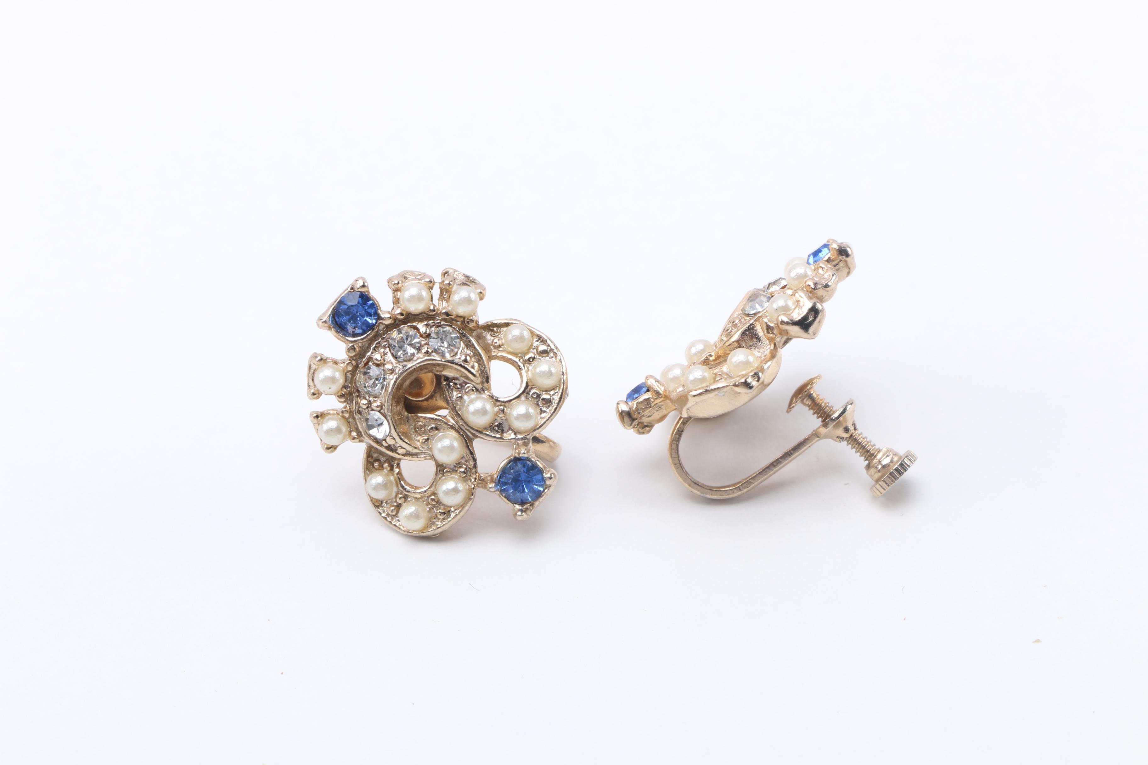 Costume Jewelry Including a Trifari Necklace With Sterling Silver Chain