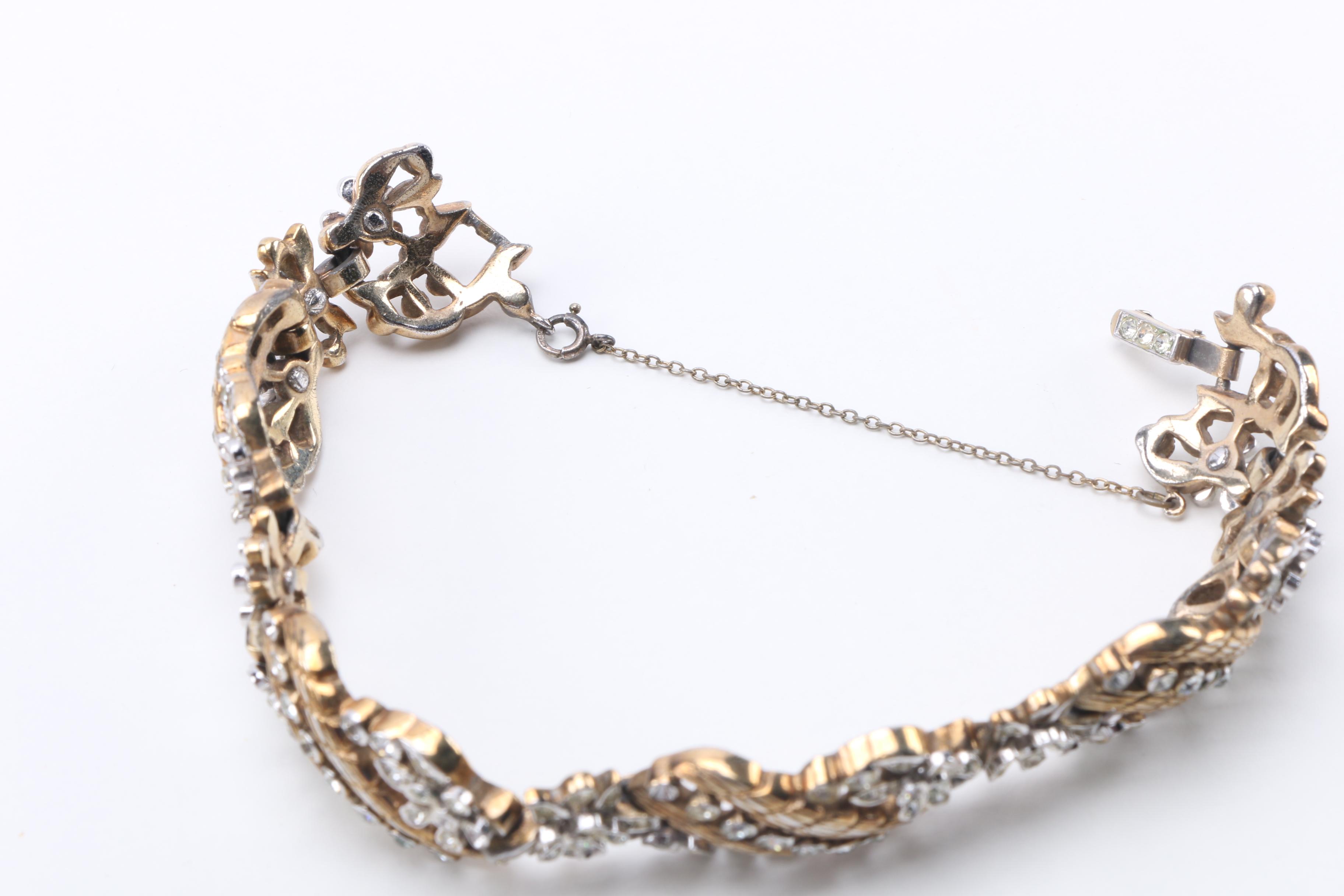 Costume Jewelry Including a Trifari Necklace With Sterling Silver Chain