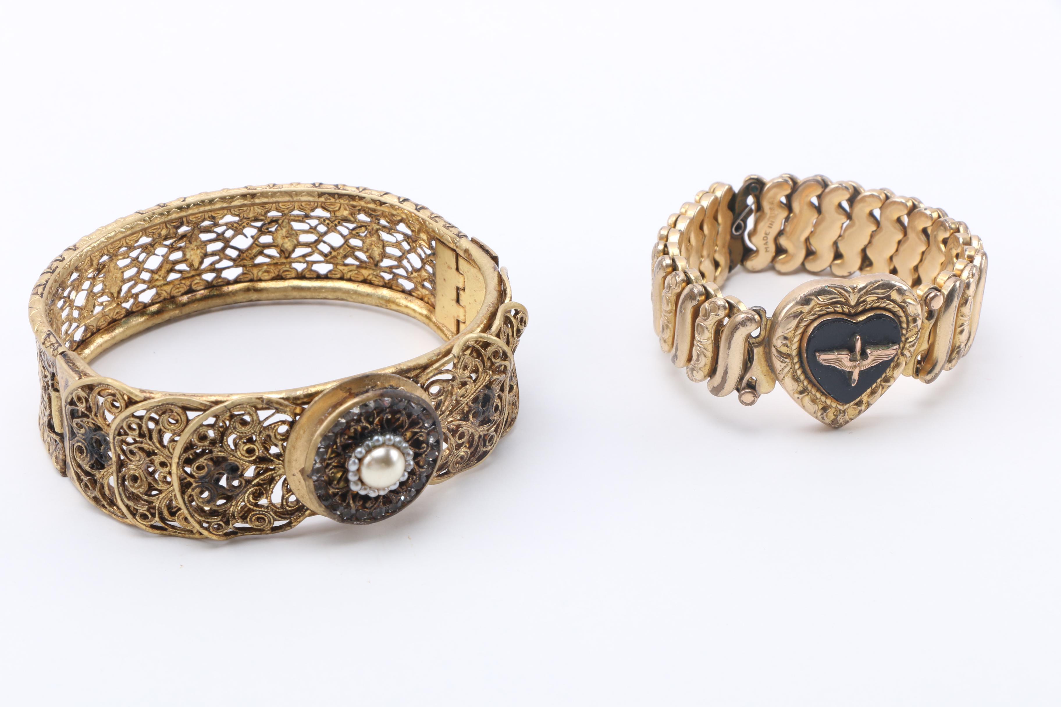 Costume Jewelry Including a Trifari Necklace With Sterling Silver Chain