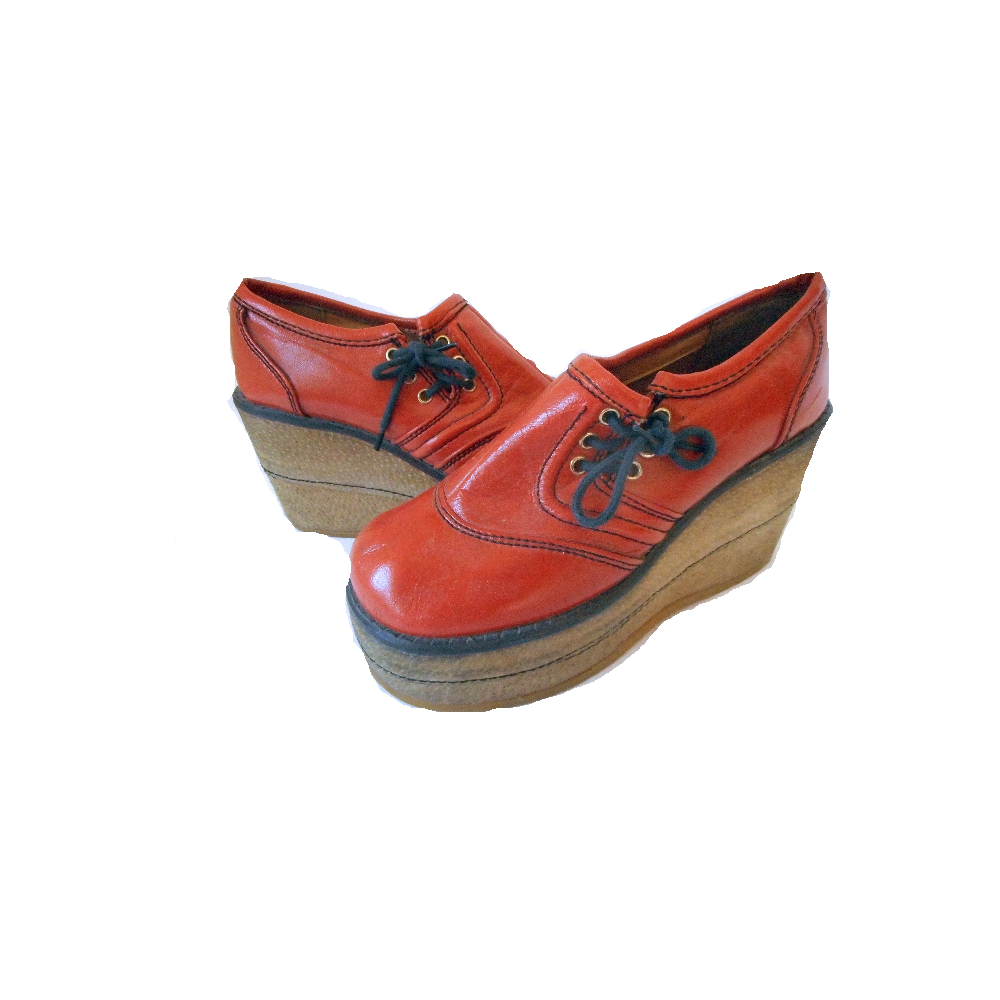 Vintage 1970s Orange Platform Shoes