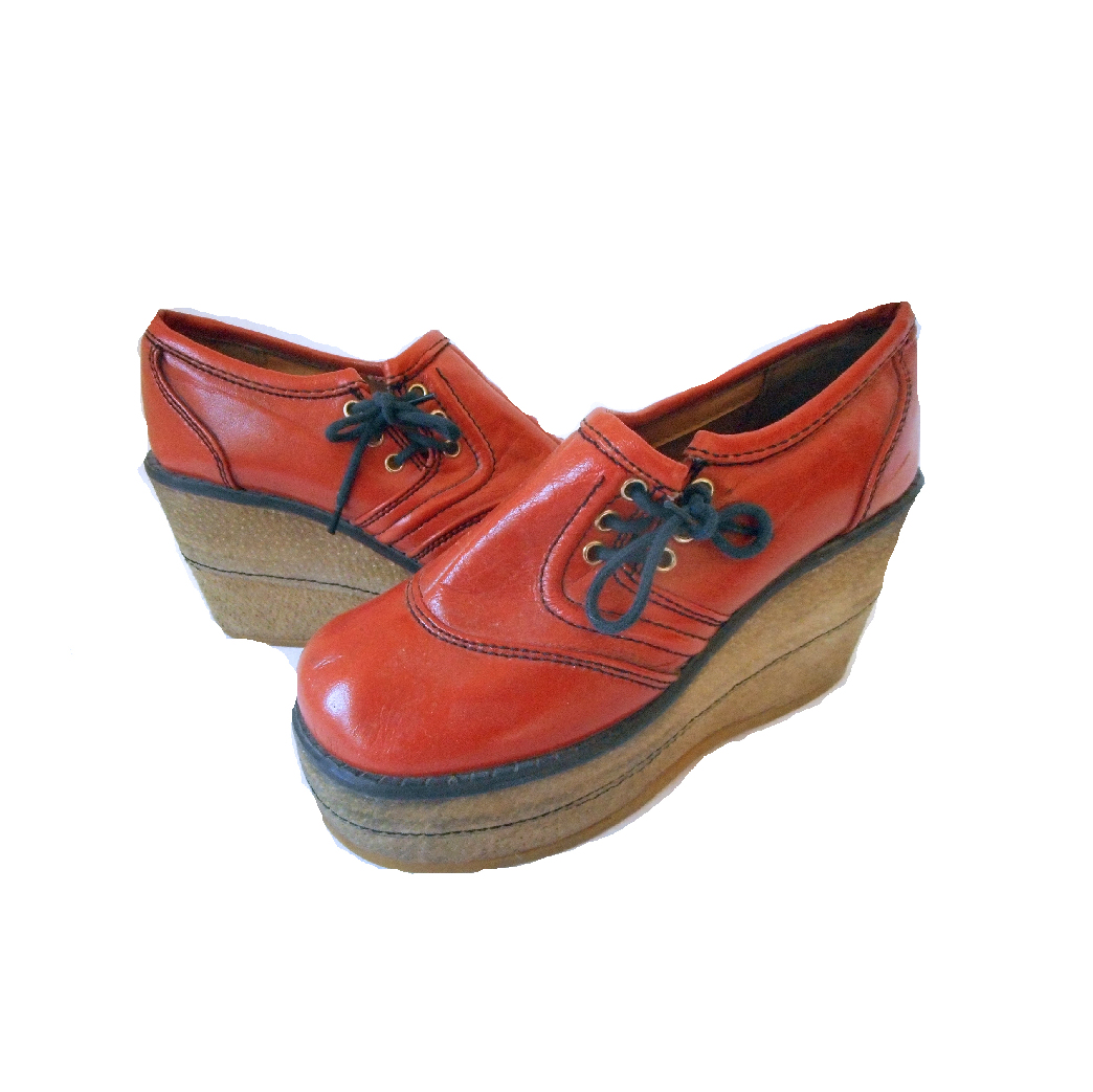 Vintage 1970s Orange Platform Shoes