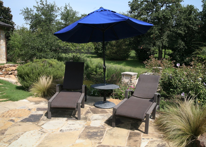 Chaise Lounges and Sunbrella Umbrella