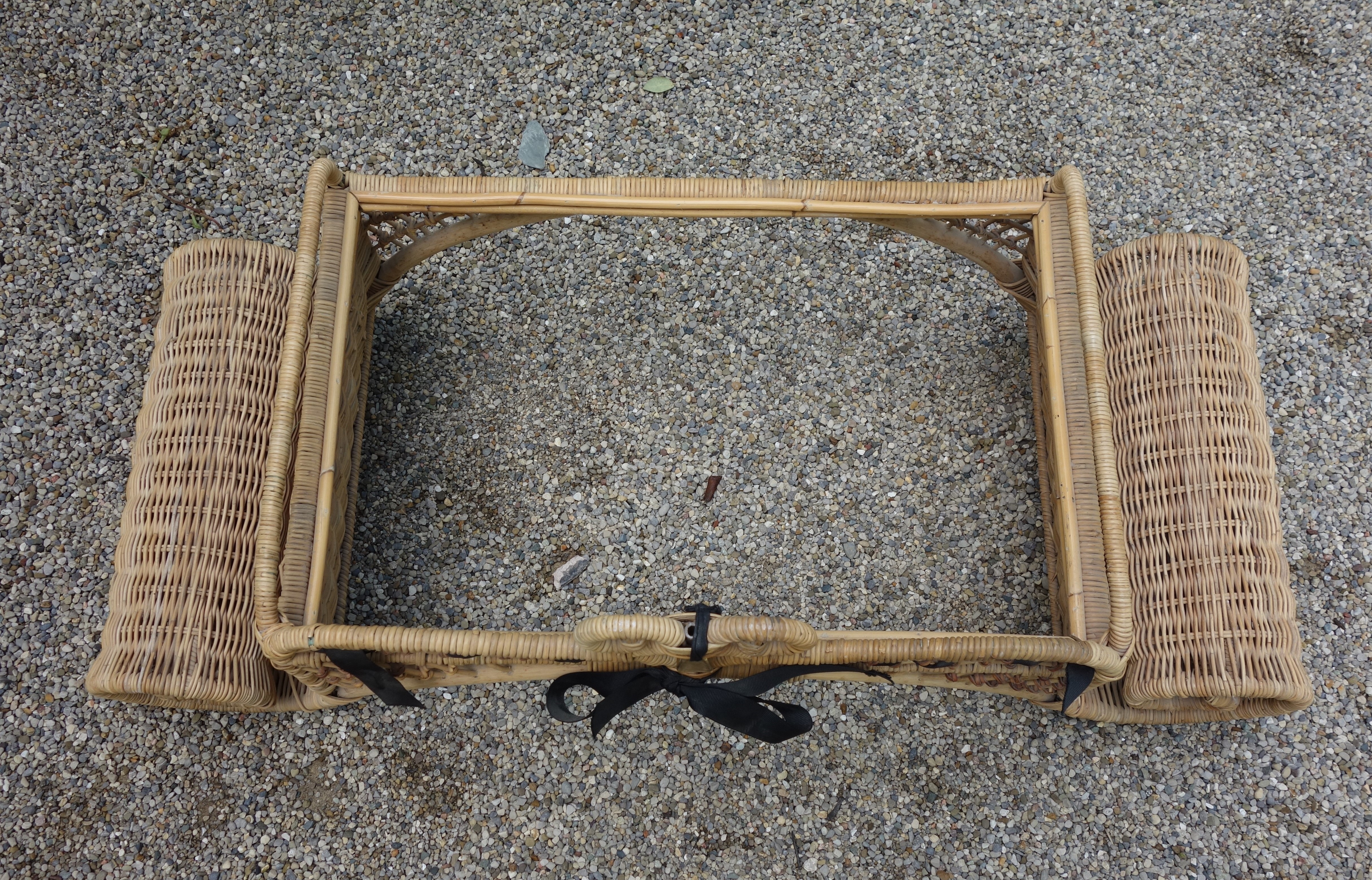 MacKenzie-Childs Ajiro Weave Wicker Rattan Scrolled Bed Tray