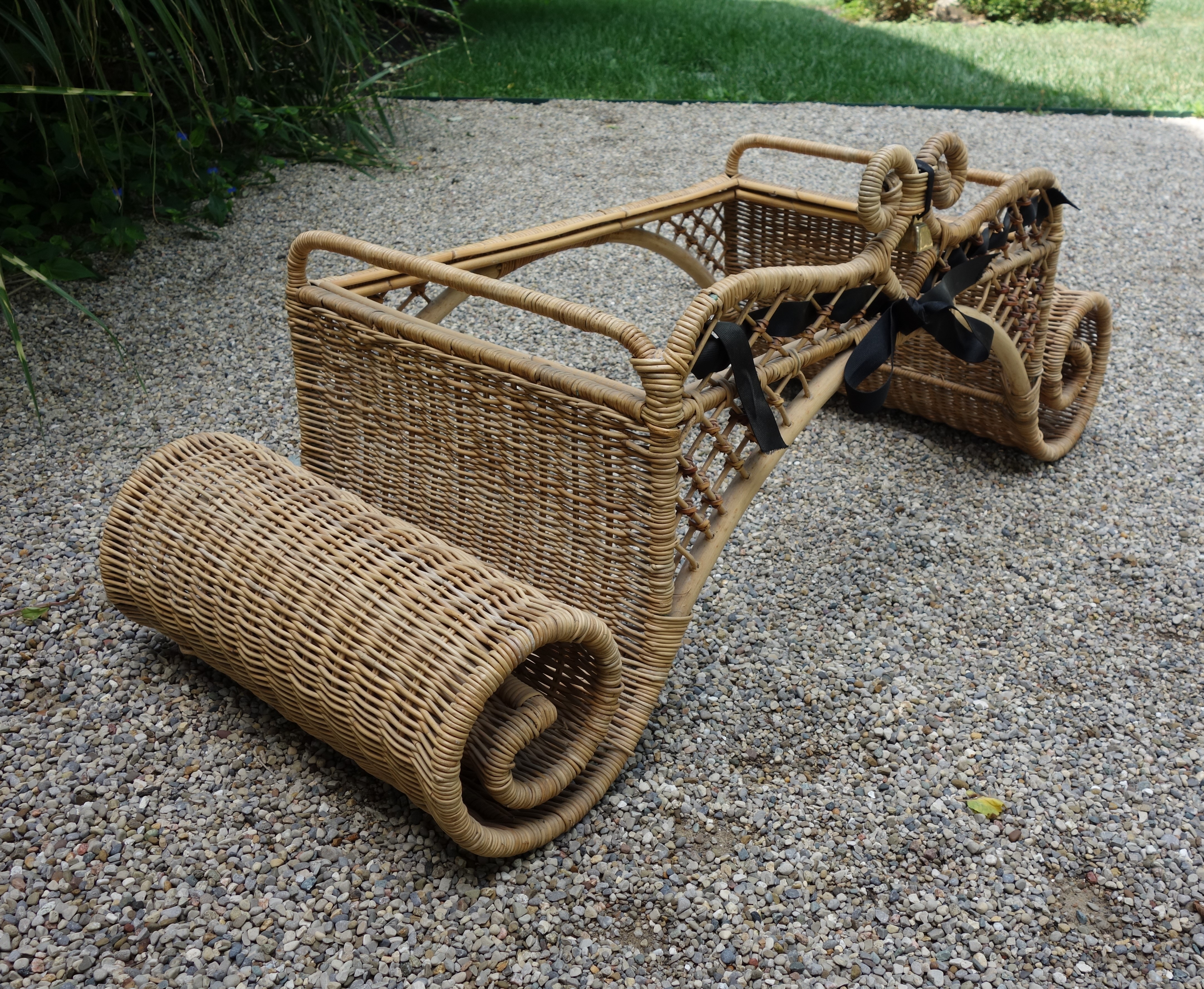 MacKenzie-Childs Ajiro Weave Wicker Rattan Scrolled Bed Tray
