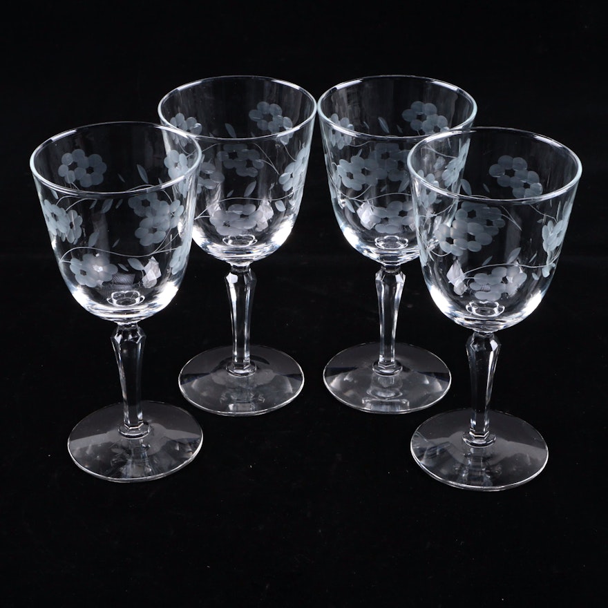 Frosted Floral Wine Glasses