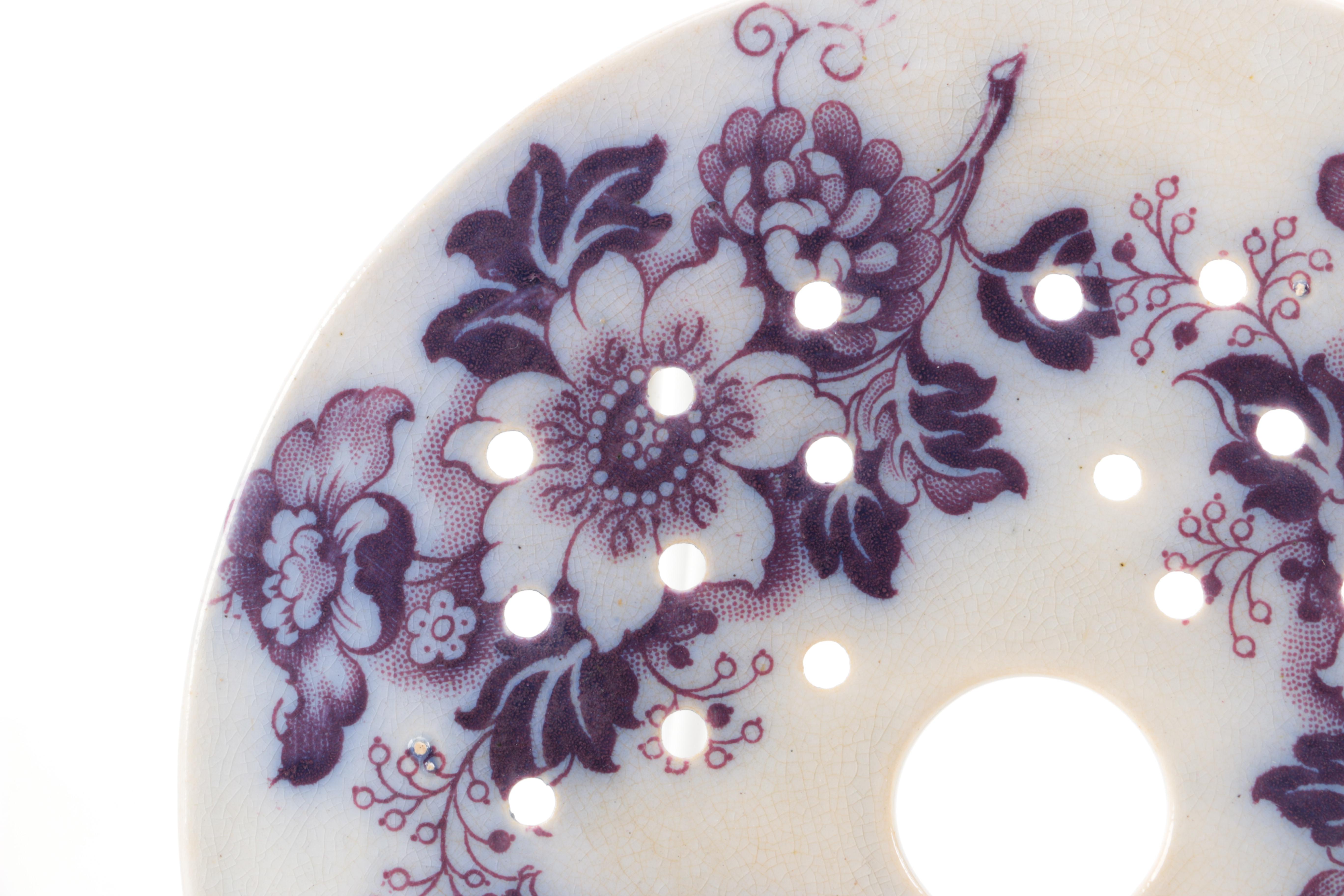 Antique Elsmore & Foster Purple Transfer Printed Master Butter Dish 1853-71