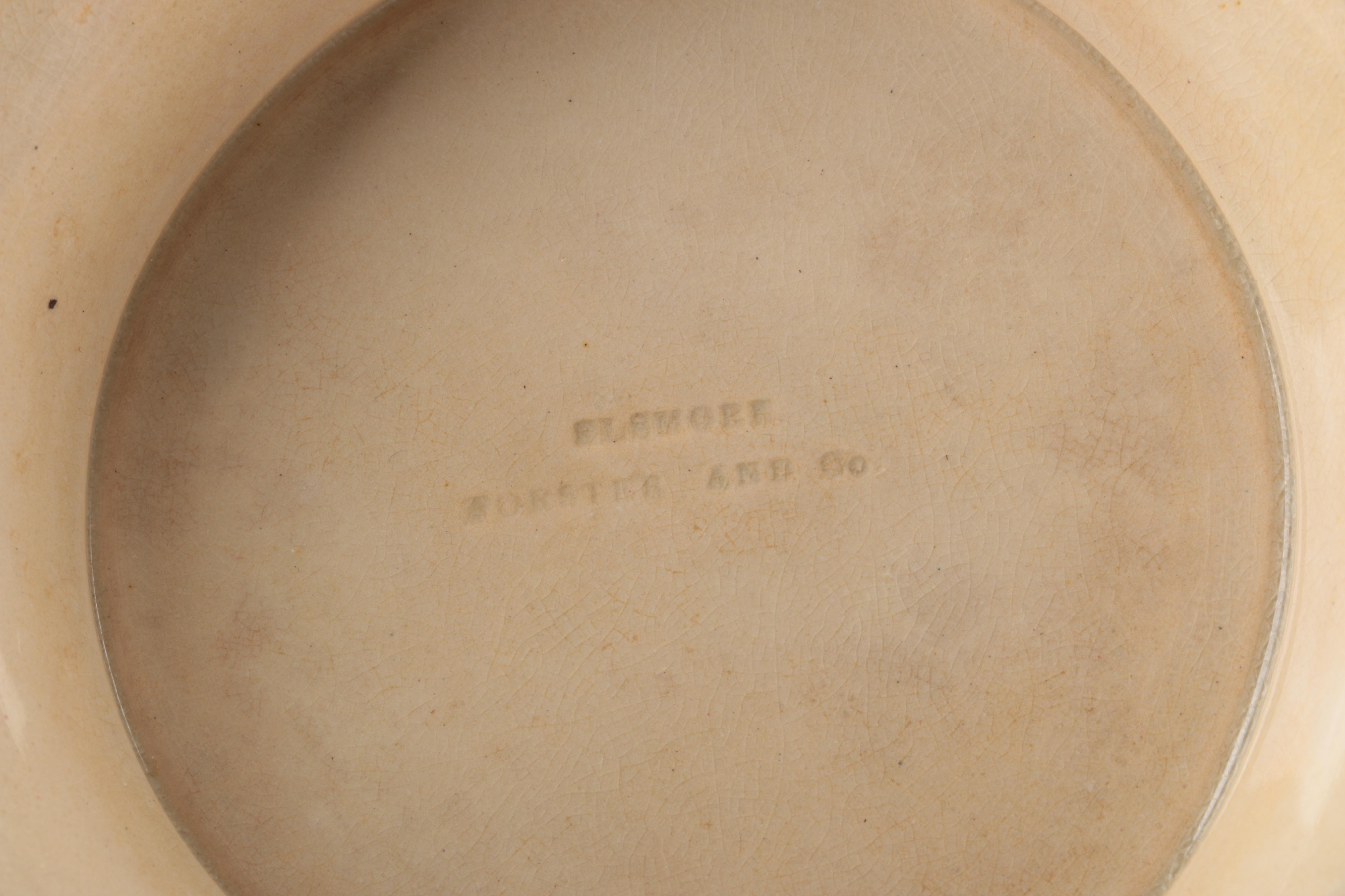 Antique Elsmore & Foster Purple Transfer Printed Master Butter Dish 1853-71