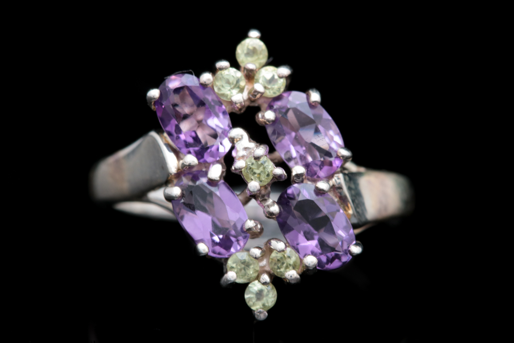 Sterling Silver, Amethyst and Peridot Ring
