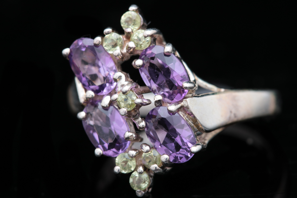 Sterling Silver, Amethyst and Peridot Ring