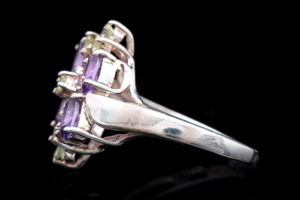 Sterling Silver, Amethyst and Peridot Ring