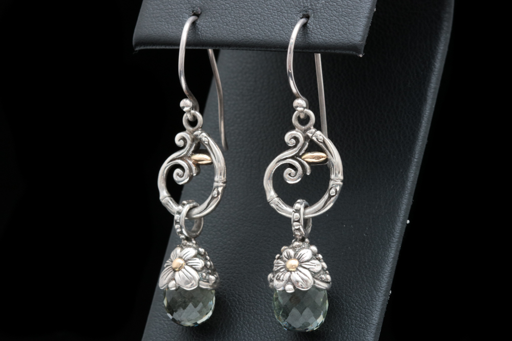 Sterling Silver and Prasiolite Dangle Earrings