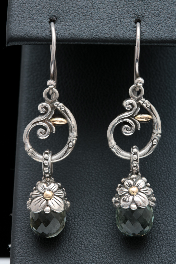 Sterling Silver and Prasiolite Dangle Earrings
