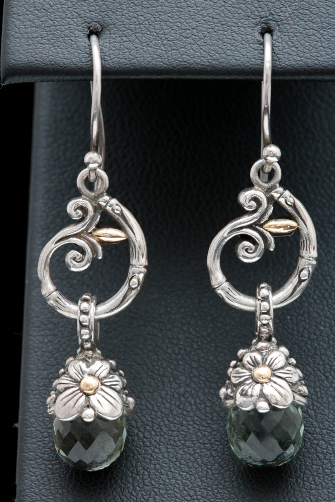 Sterling Silver and Prasiolite Dangle Earrings