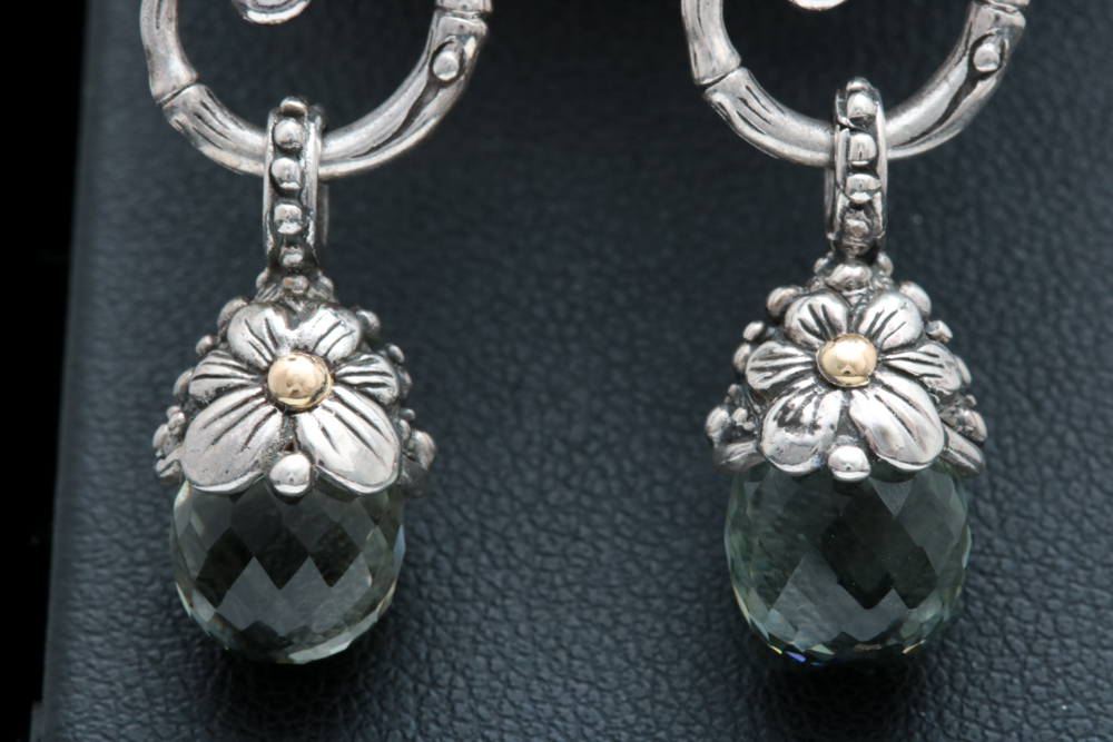 Sterling Silver and Prasiolite Dangle Earrings