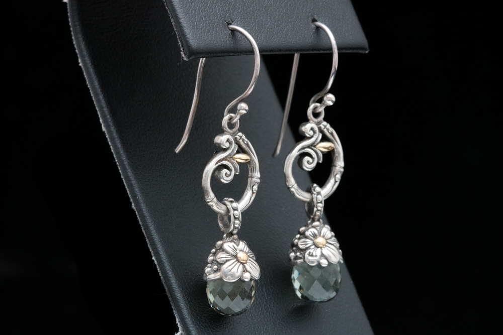 Sterling Silver and Prasiolite Dangle Earrings