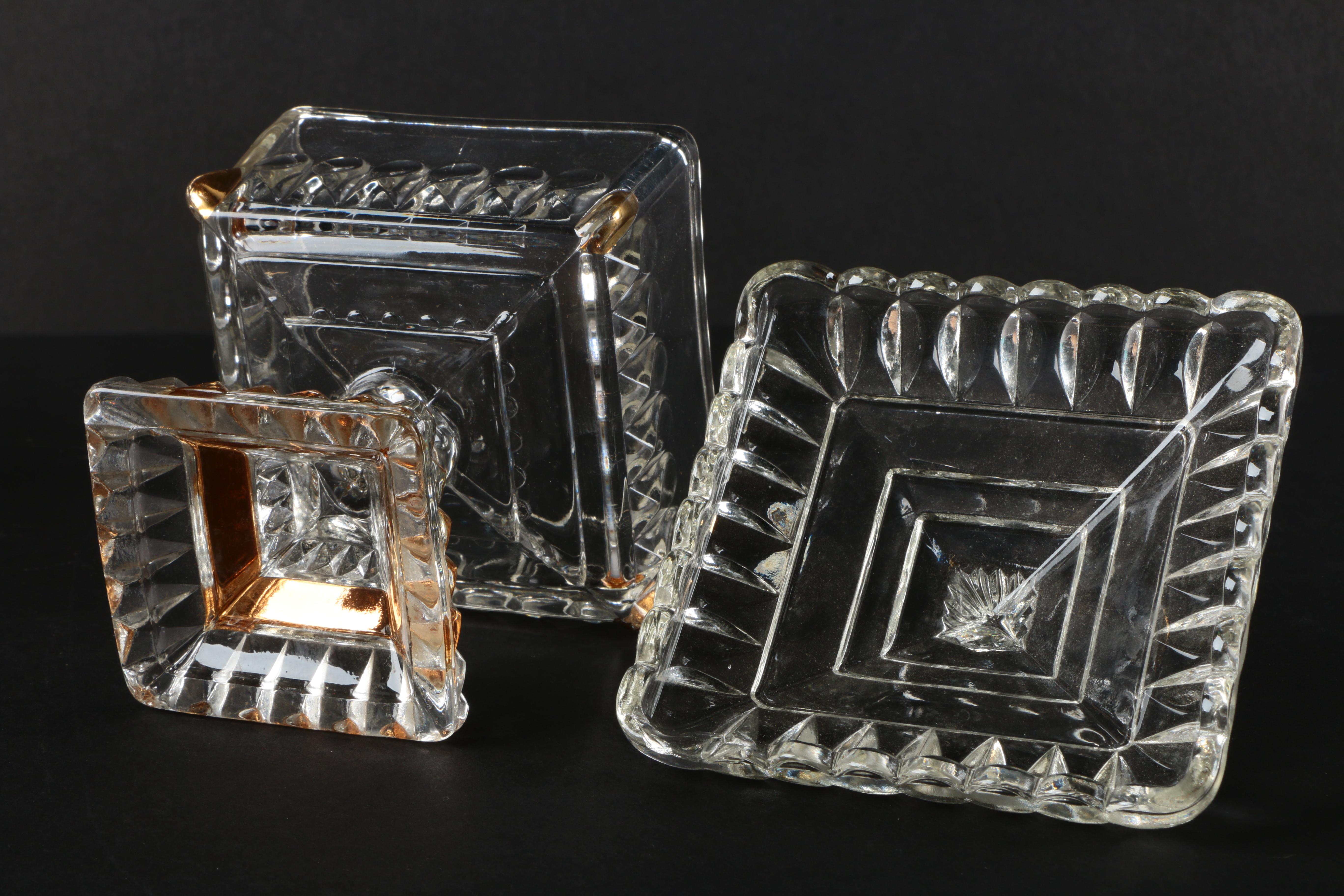 Grouping of Vintage Jeanette Gilt and Glass Wedding Bowls