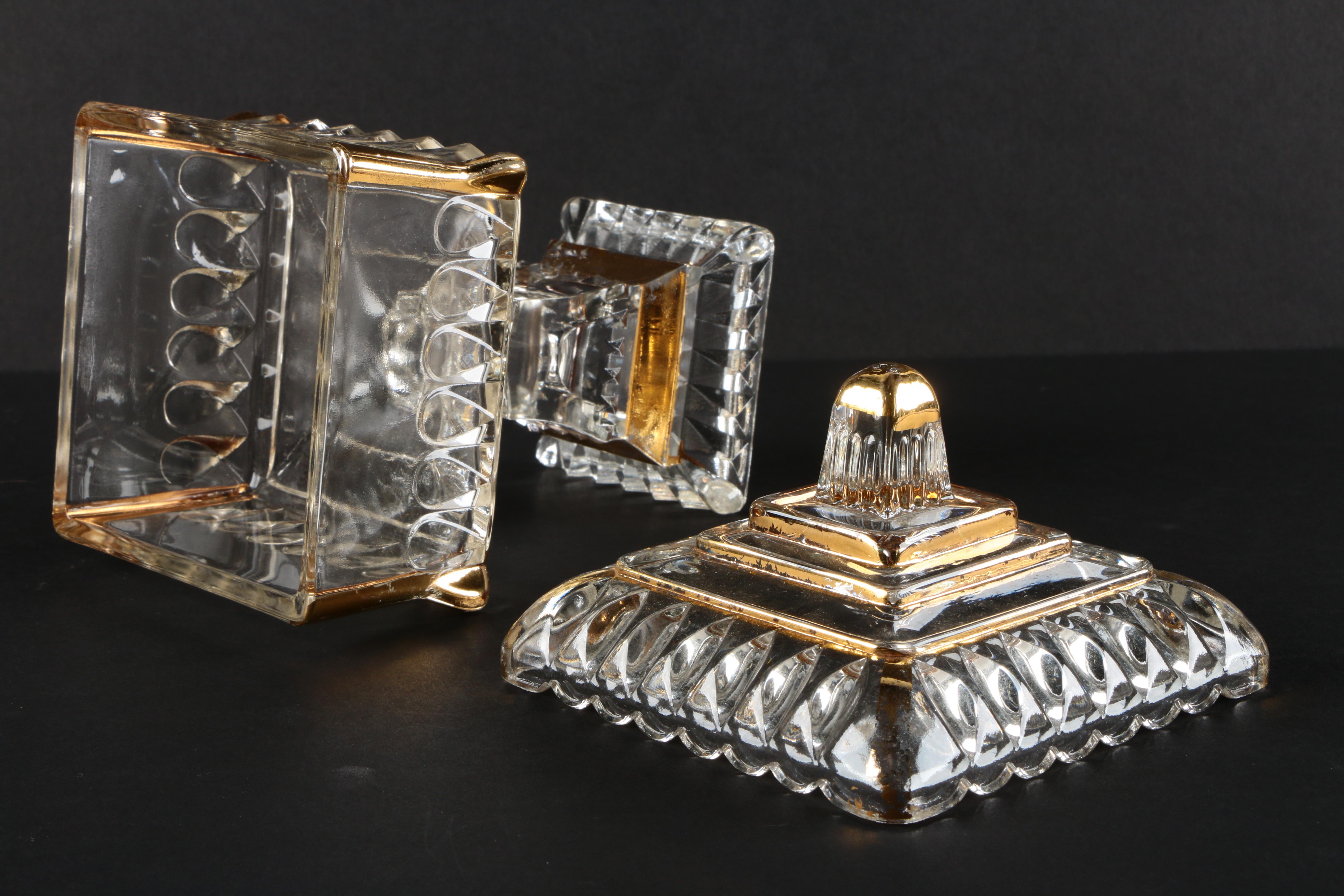 Grouping of Vintage Jeanette Gilt and Glass Wedding Bowls