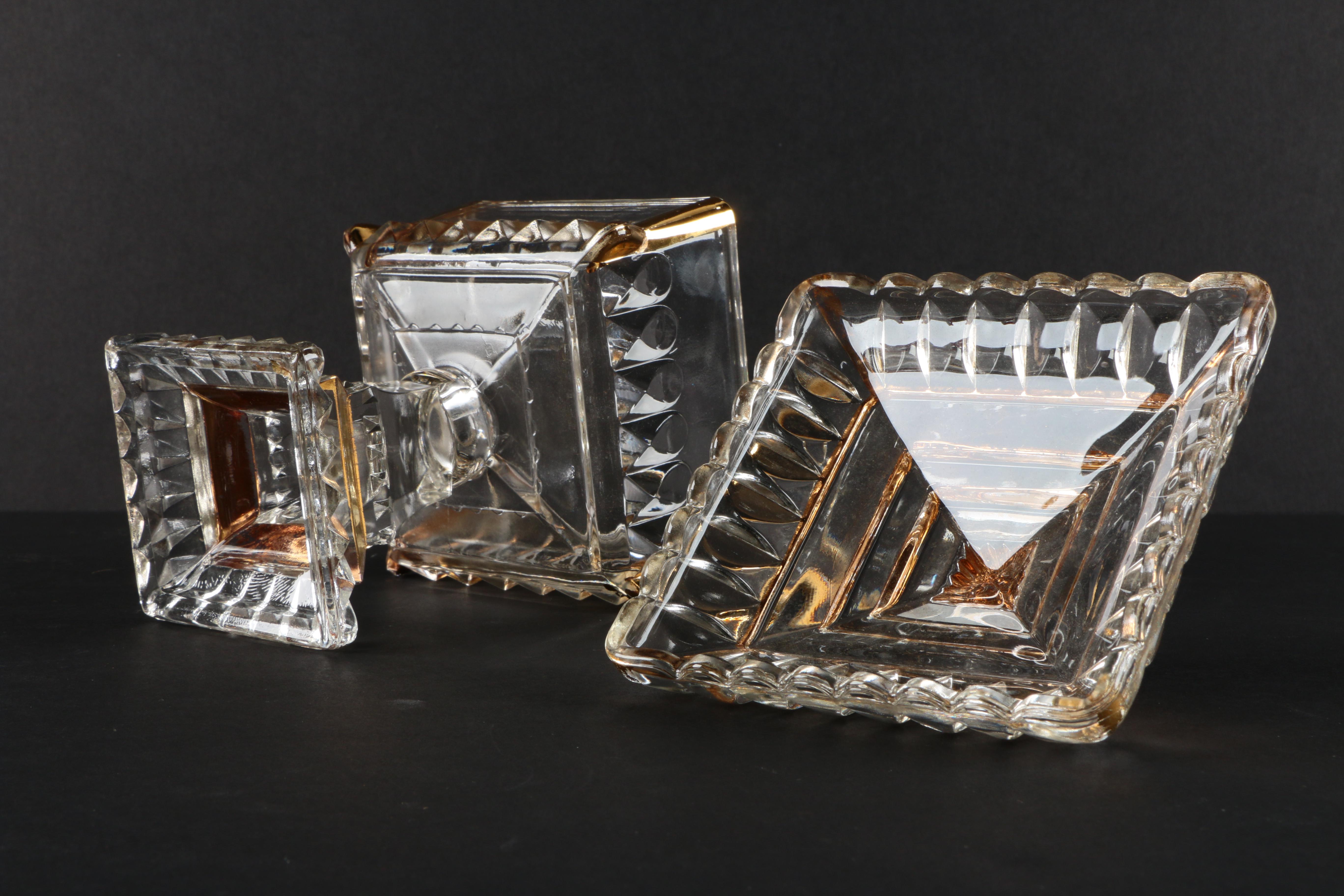 Grouping of Vintage Jeanette Gilt and Glass Wedding Bowls