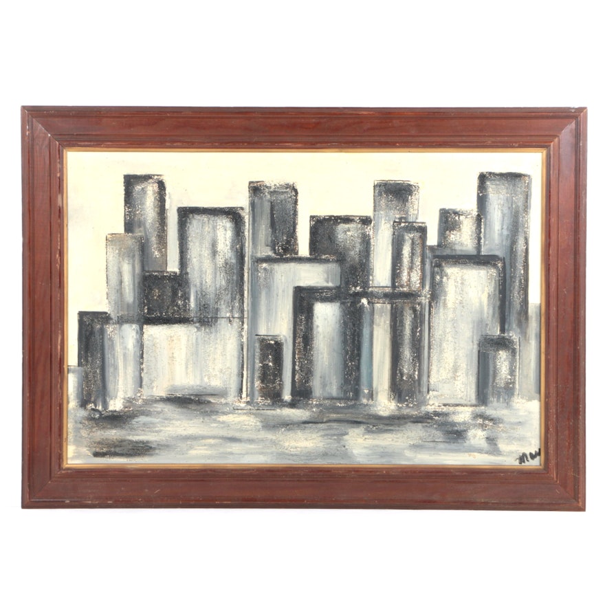 Signed Oil Painting of Abstract Composition