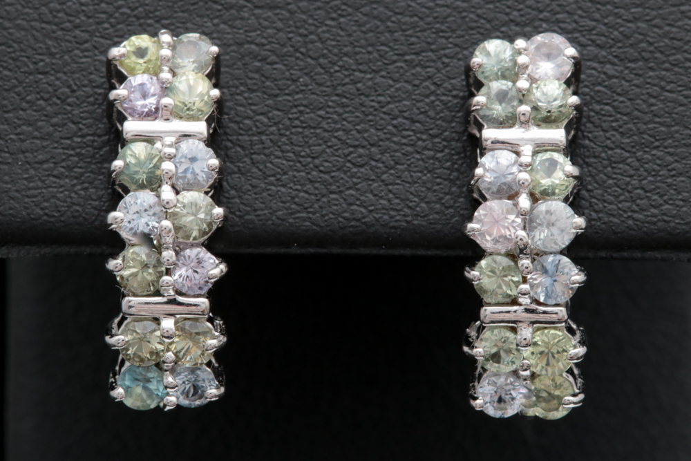 Sterling Silver and Multi-Colored Zircon Earrings