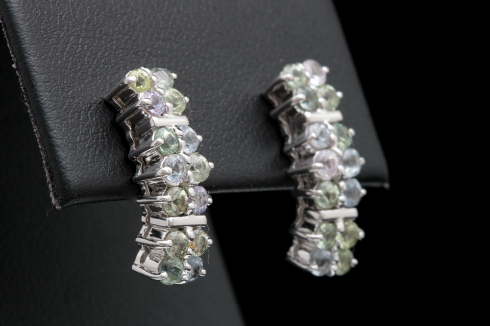 Sterling Silver and Multi-Colored Zircon Earrings
