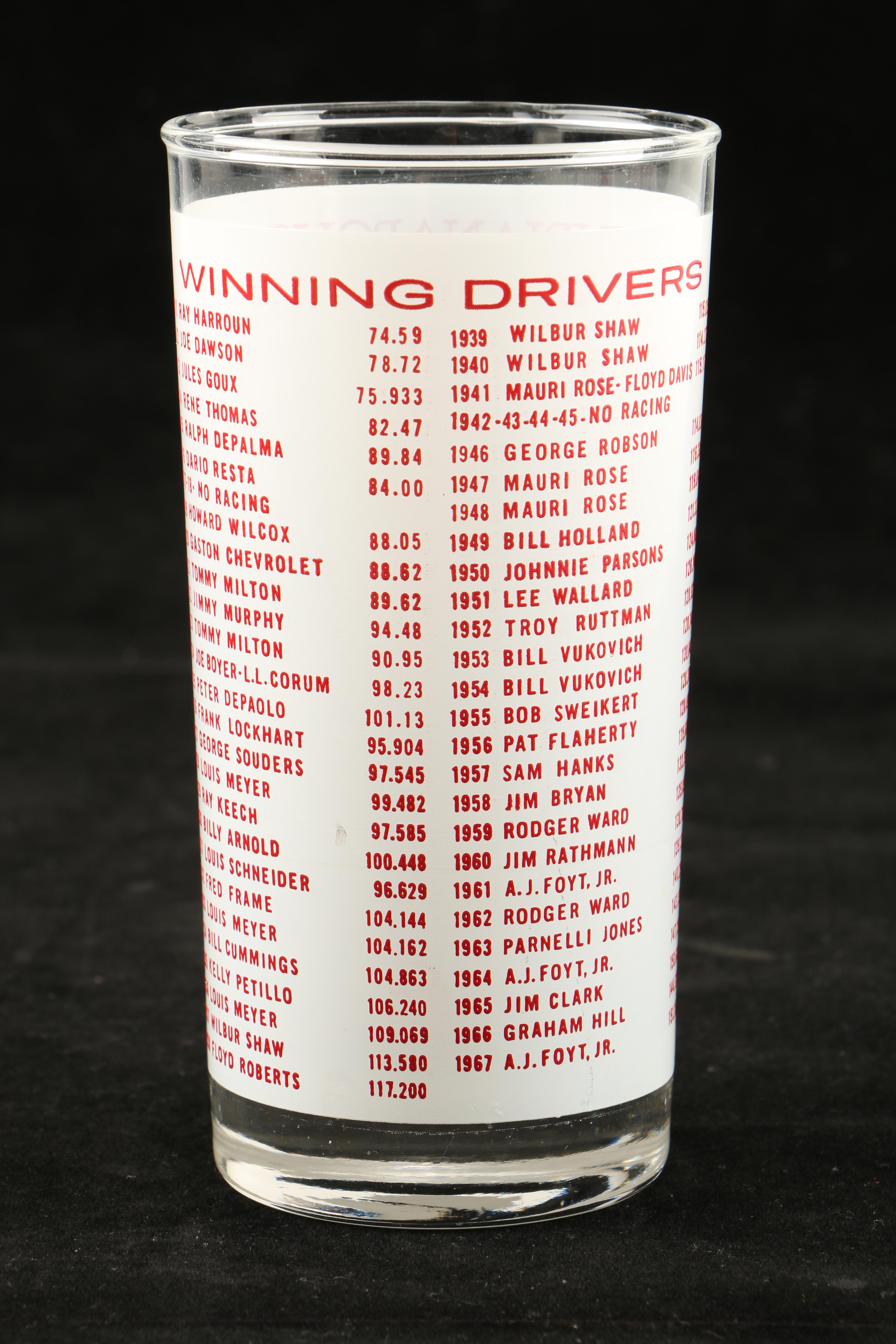 1967 Indianapolis 500 Memorial Day Glasses