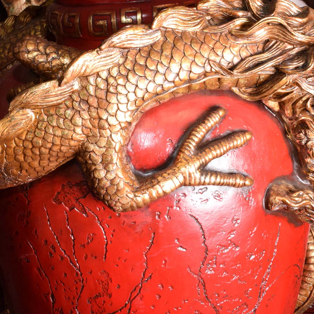 Large Asian Inspired Dragon Urn