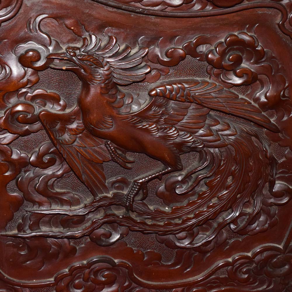 Chinese Carved Hardwood Dragon Bench