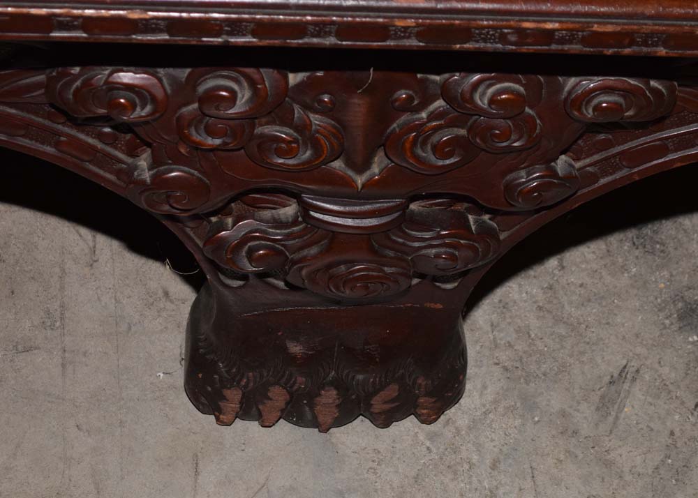 Chinese Carved Hardwood Dragon Bench