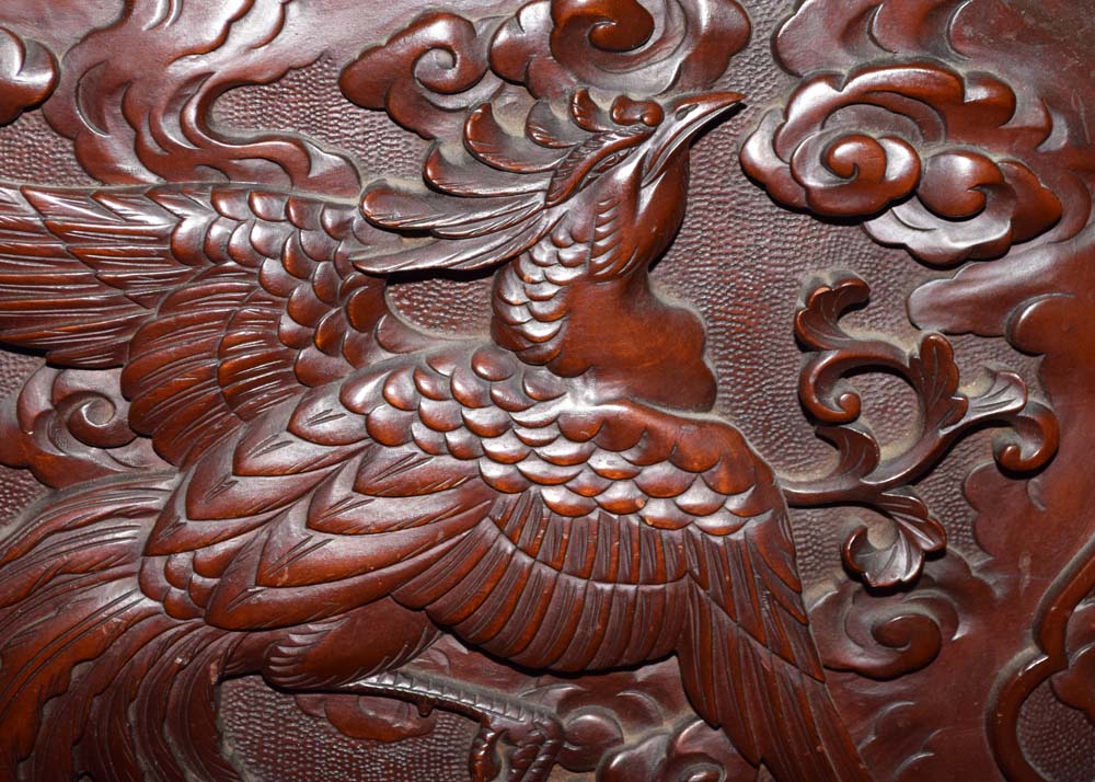 Chinese Carved Hardwood Dragon Bench