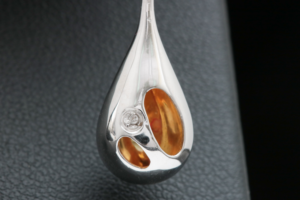 Sterling Silver and Diamond Drop Earrings