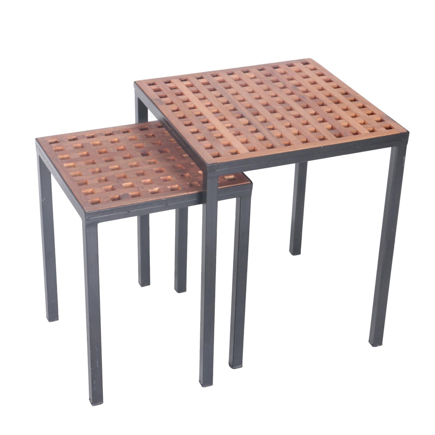 Two Nesting Tables With Lattice Panel Top