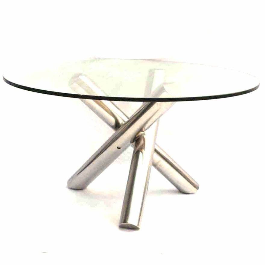 Modern Style Glass and Chrome Accent Table