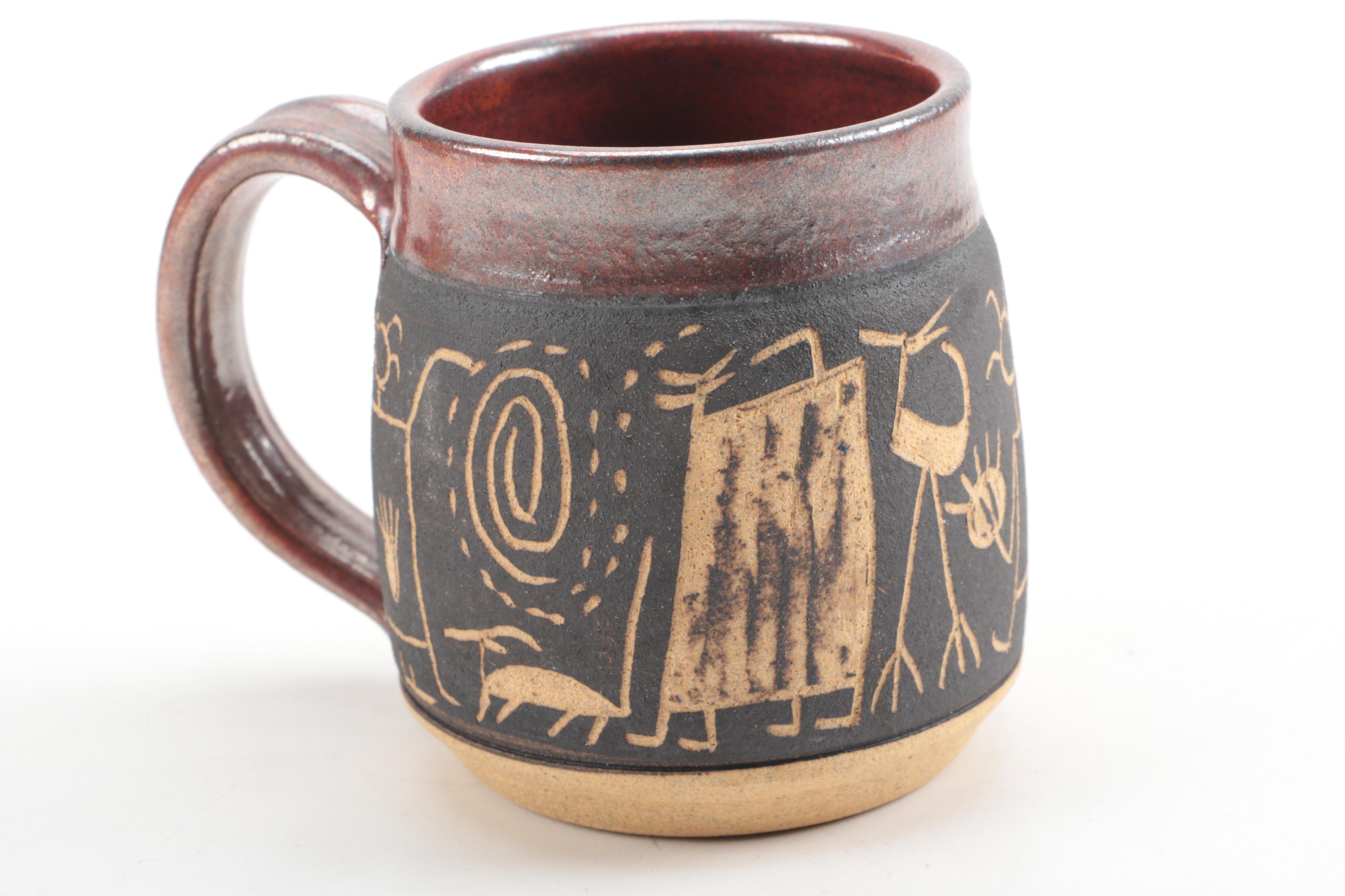 Dick Masterson Hand Thrown Stoneware Mugs and Table Set