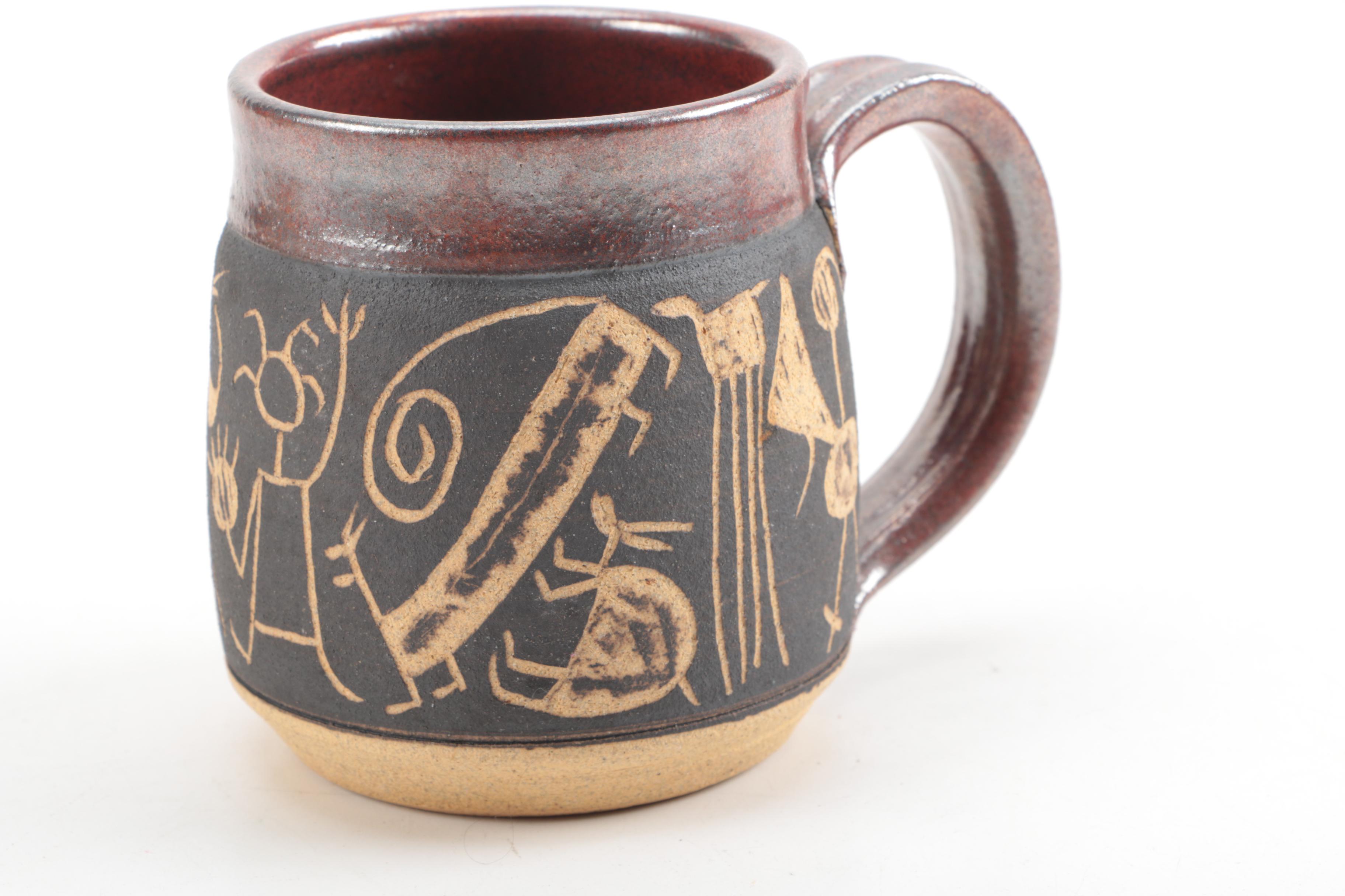 Dick Masterson Hand Thrown Stoneware Mugs and Table Set