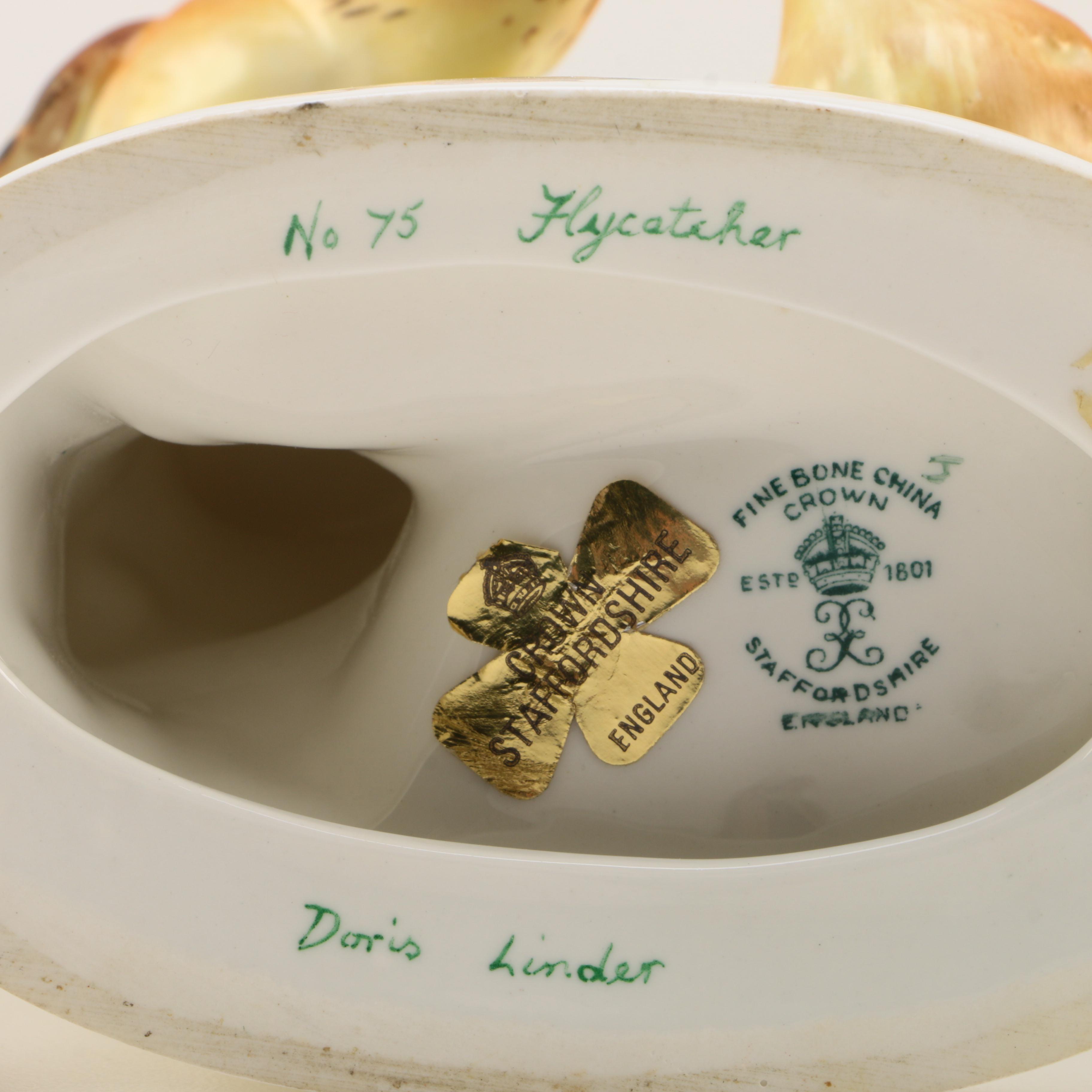 Crown Staffordshire "Flycatcher" Porcelain Birds Figurine