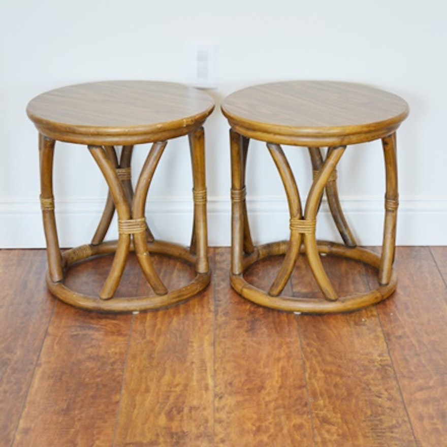 Two Ficks Reed Mid Century Modern Bamboo Side Tables