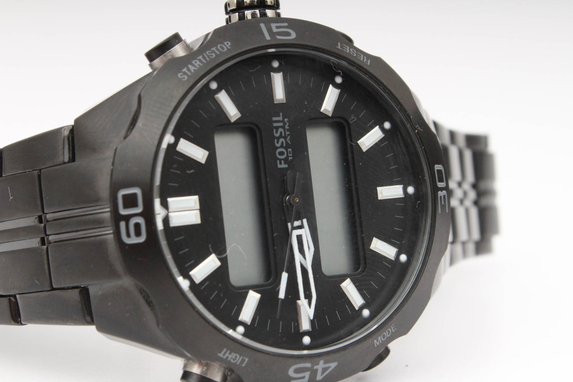 Fossil Black Stainless Steel Bracelet Black Analog-Digital Dial Watch