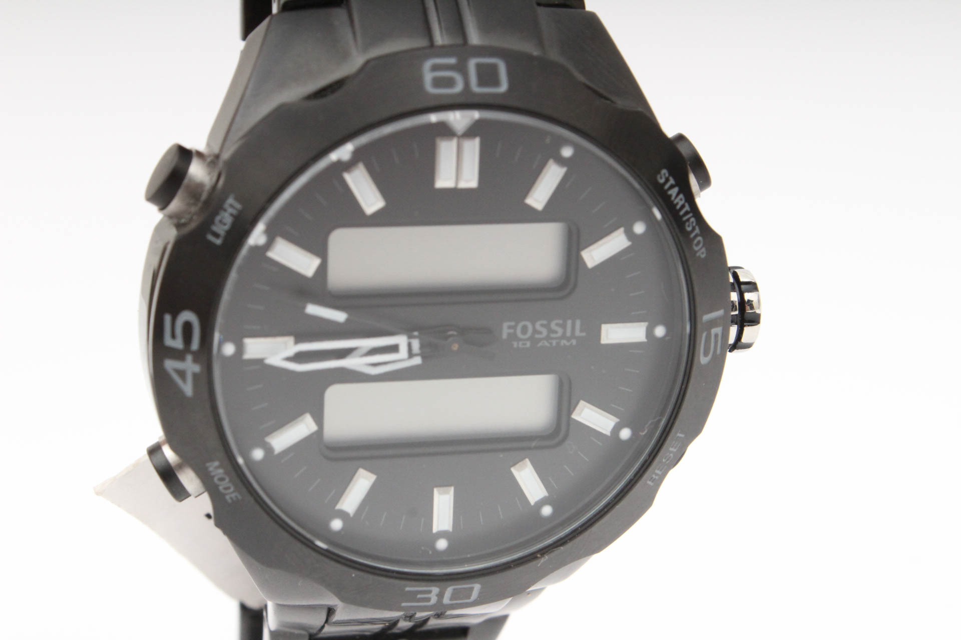 Fossil Black Stainless Steel Bracelet Black Analog-Digital Dial Watch