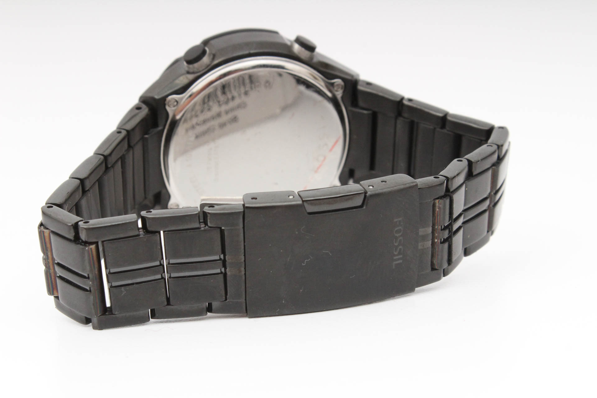 Fossil Black Stainless Steel Bracelet Black Analog-Digital Dial Watch