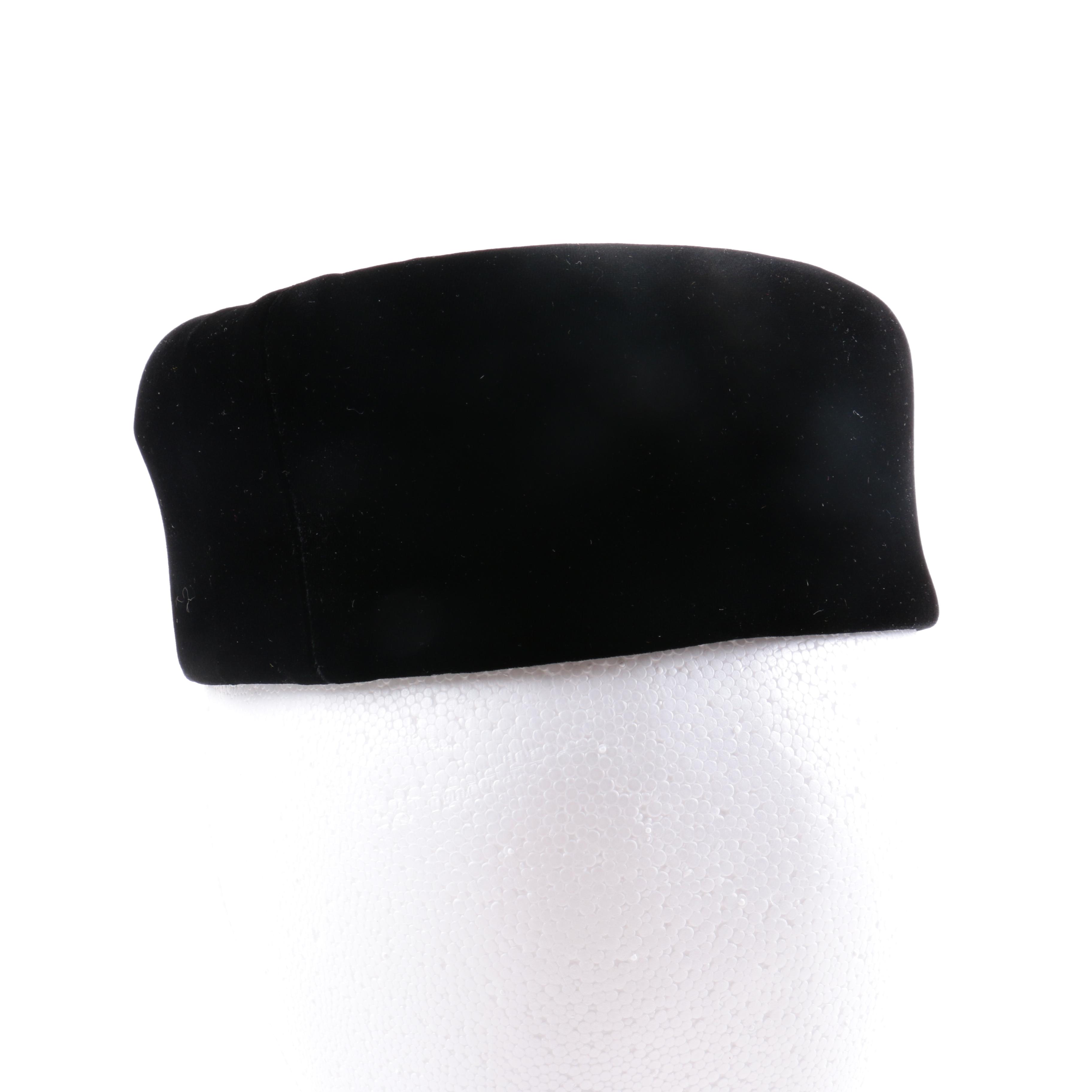 Vintage Black Pillbox Hat by Mr. John