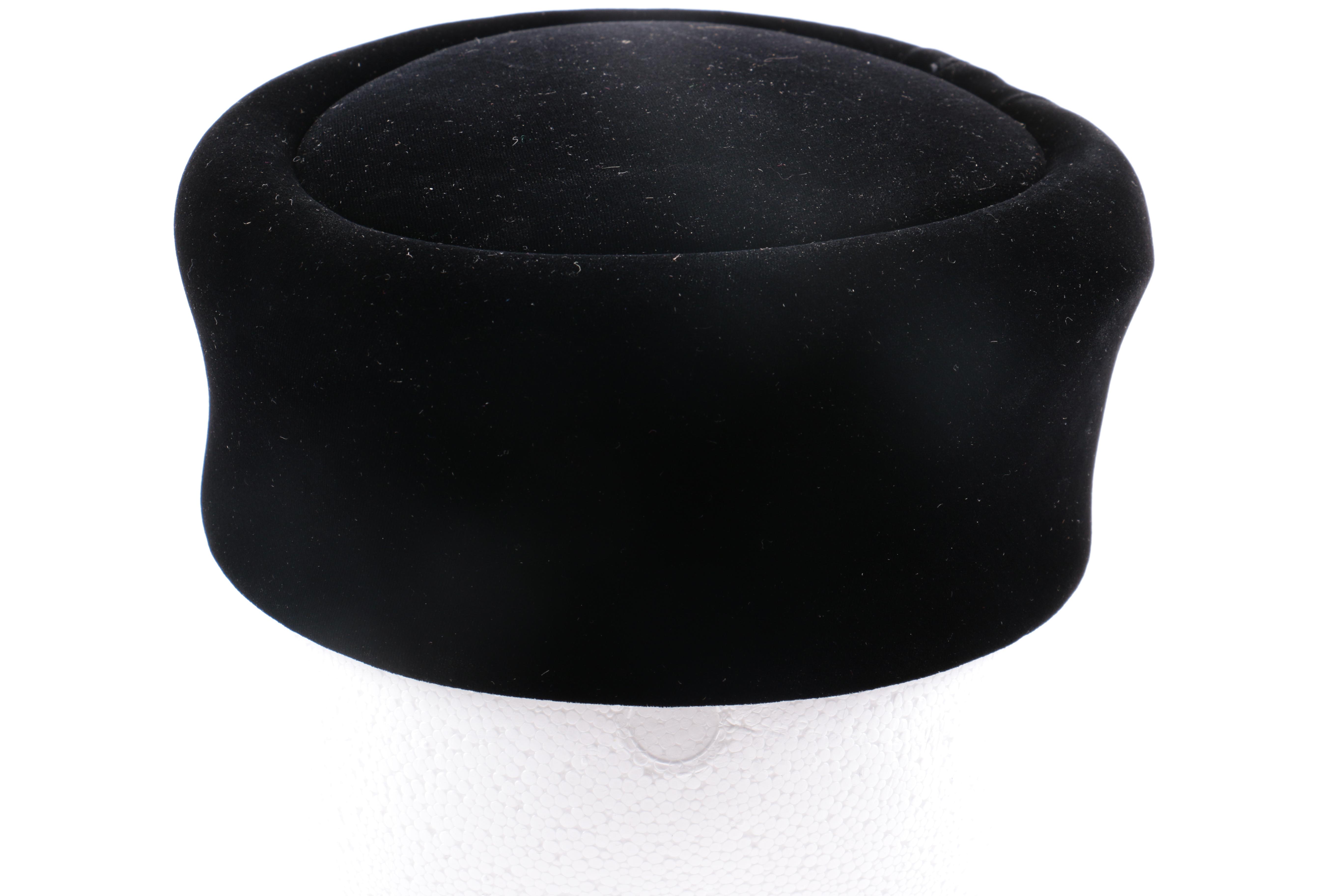 Vintage Black Pillbox Hat by Mr. John